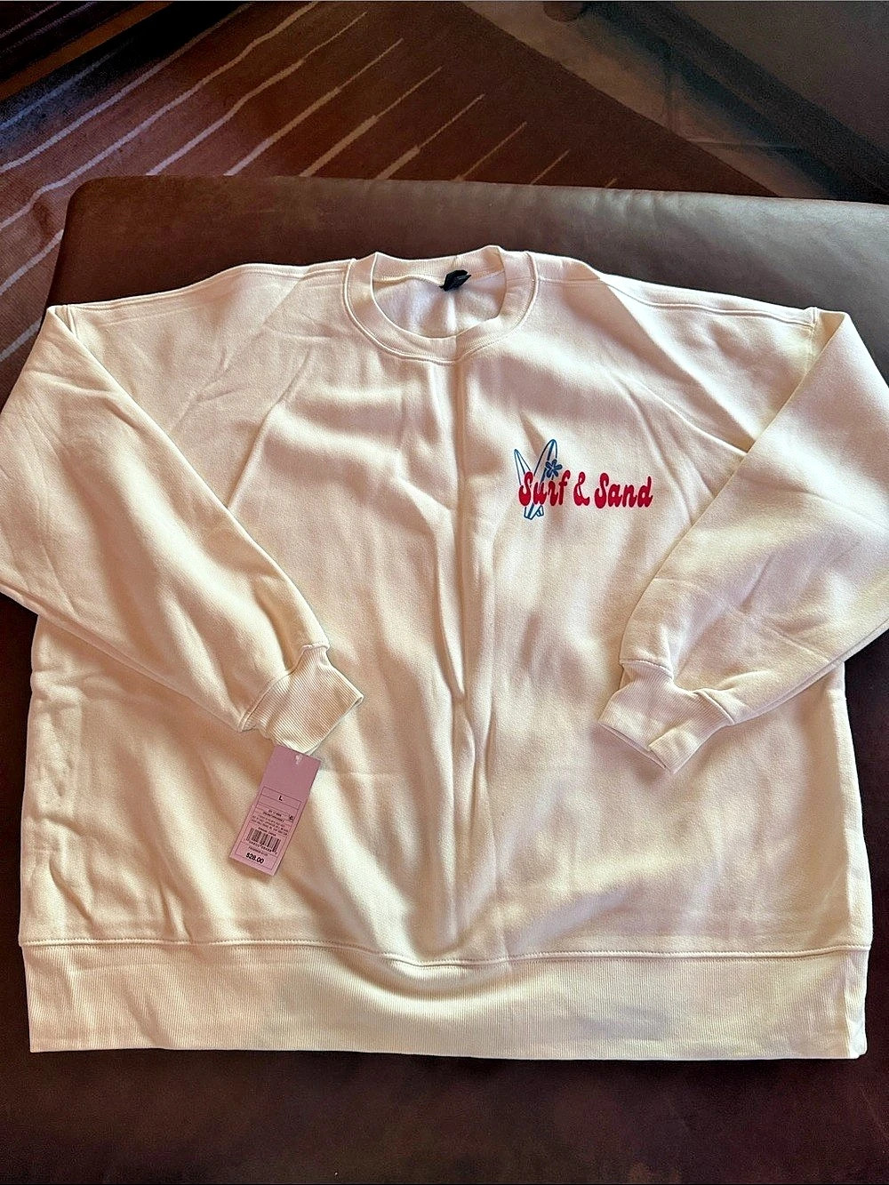 Wild Fable Surf & Sand Graphic Pullover Sweatshirt Cream Large